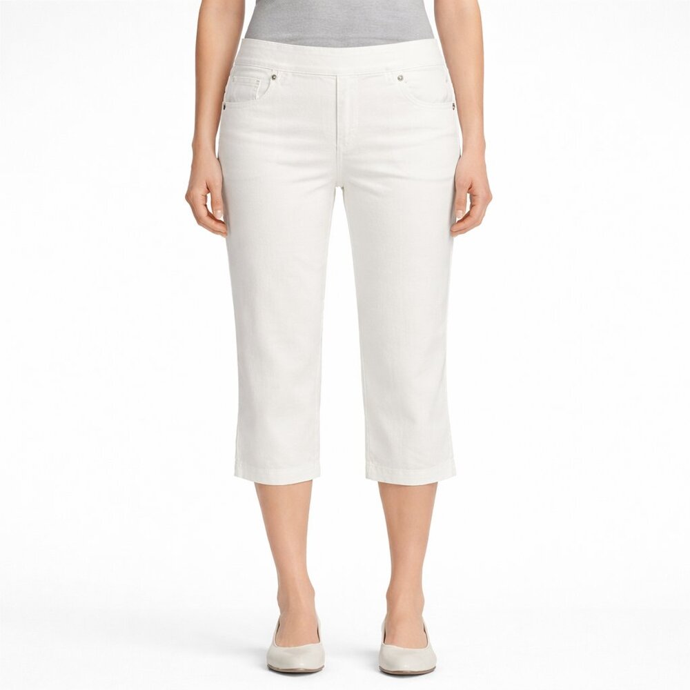 Belle by Kim Gravel White Capri Pants Pull On Stretch Size 2